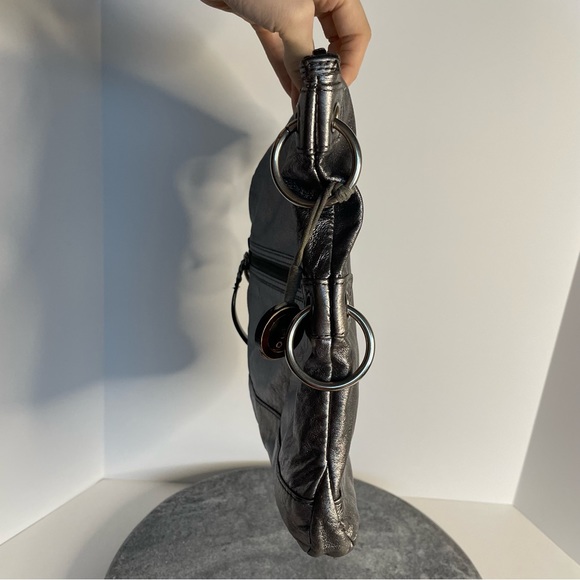 The Sak Metallic Grey Leather Crossbody Purse Bag - Picture 6 of 14